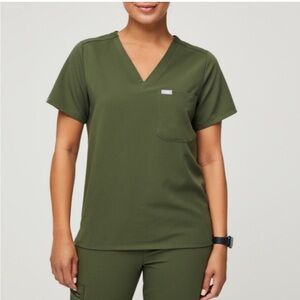 FIGS Catarina One-Pocket Scrub Top Dark Olive XXS